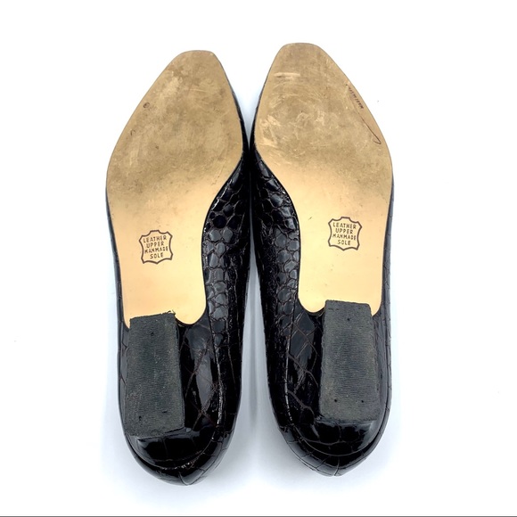 Talbots Vintage Leather Croc Embossed Block Heels - Picture 8 of 10